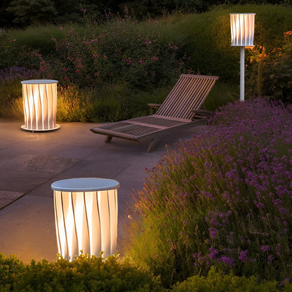 Rotating Vertical Slat Stainless Steel LED Outdoor Floor Lamp IP65 Solar 3000K