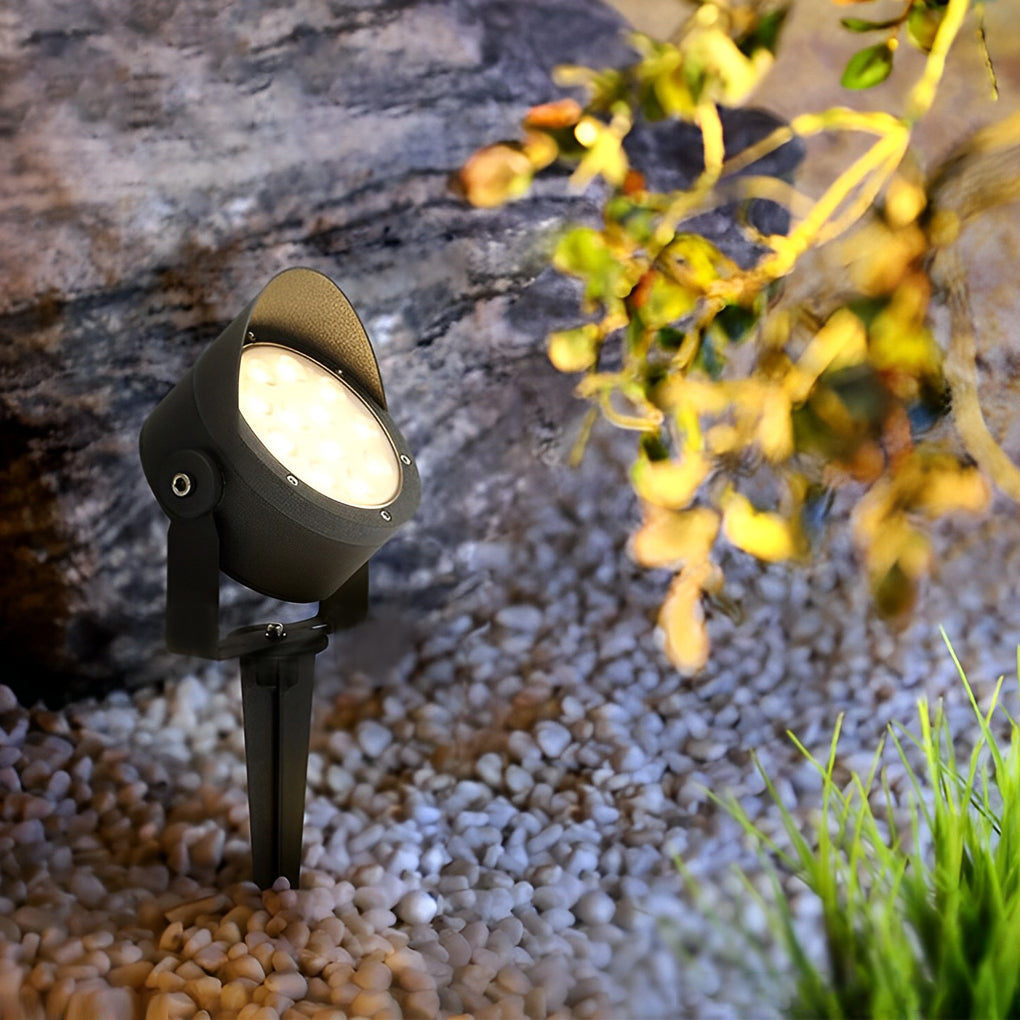 Hardwired LED Outdoor Spotlight 24W Die-Cast Aluminum 3000K IP65 Adjustable Dual Mount Base or Ground Insert
