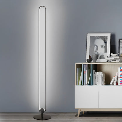 Modern Floor Lamp LED Oval Sculptural Acrylic Metal Warm White 3000K Foot Switch Black Gold Living Room Bedside 53 Inch