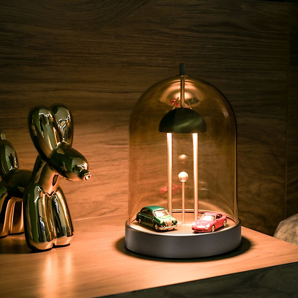 Modern Rechargeable LED Table Lamp Mid Century Smoked Glass Dome Dimmable DIY Detachable Shade Cordless Warm White 3000K Gold Silver Black 9.6 Inch