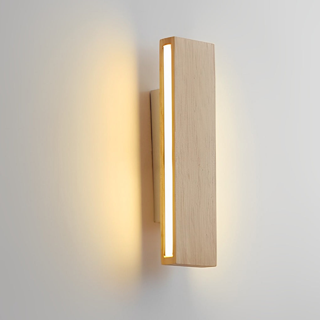 Wood LED Wall Sconce Rotatable Minimalist Warm White Bedroom Hallway 3 Sizes