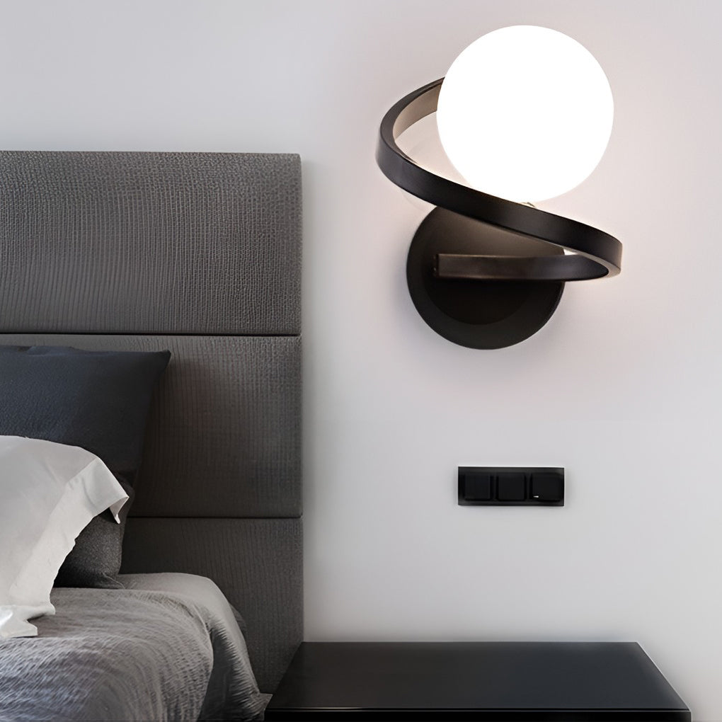 Curved Metal LED Wall Sconce G9 Iron Glass 3000K/6000K Nordic Modern Bedside Black Gold 7.87''