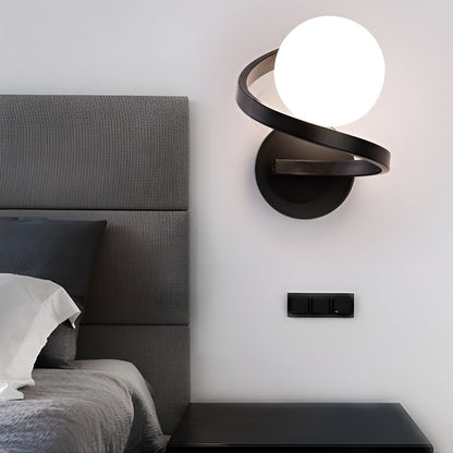 Curved Metal LED Wall Sconce G9 Iron Glass 3000K/6000K Nordic Modern Bedside Black Gold 7.87''