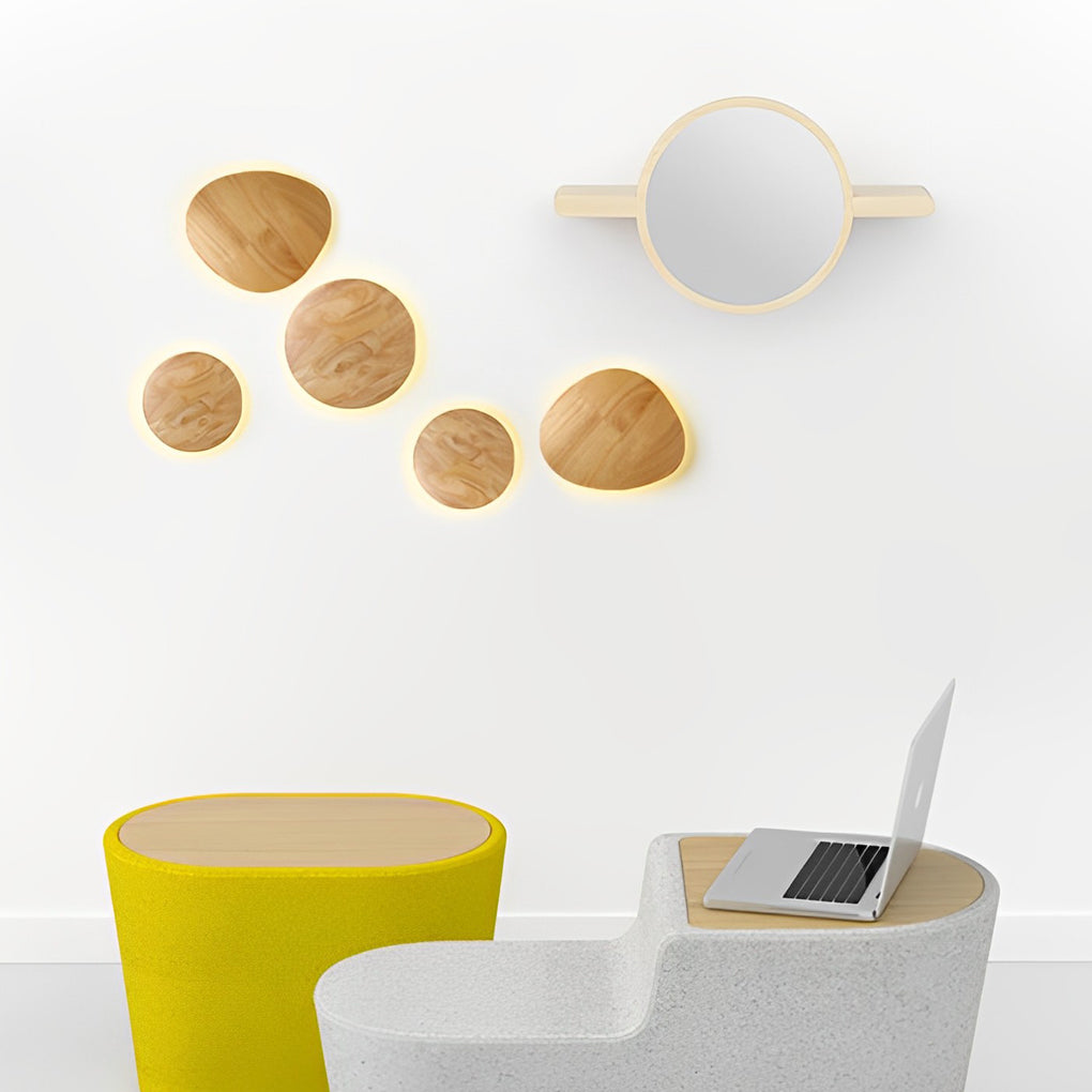 Nordic Wood Wall Sconce Round Oval LED Bedside Warm White Oak Modern Scandinavian
