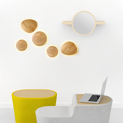 Nordic Wood Wall Sconce Round Oval LED Bedside Warm White Oak Modern Scandinavian