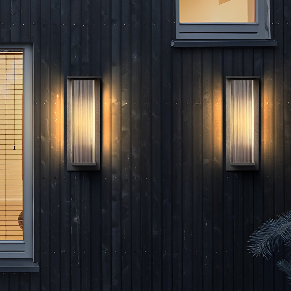 Modern Ribbed Acrylic Outdoor Wall Sconce Solar or Hardwired LED 3 Heights