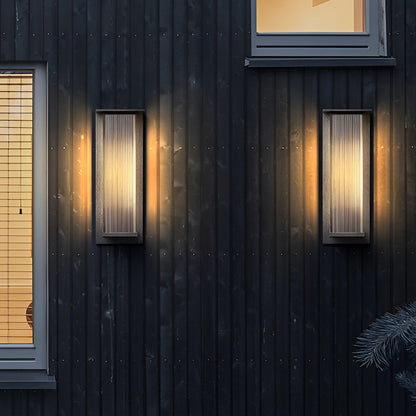 Modern Ribbed Acrylic Outdoor Wall Sconce Solar or Hardwired LED 3 Heights