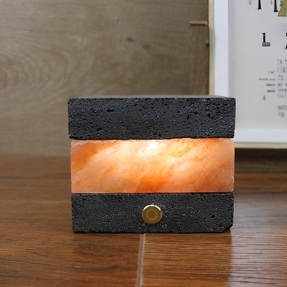 Modern Rechargeable LED Table Lamp Volcanic Brick Texture Touch Dimmable Cordless Mini Accent Warm White 2400K Round Square