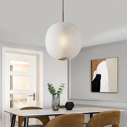 Nordic Round Glass Lantern Pendant Black White 9'' LED