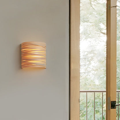 Handcrafted Wooden Wall Sconce – Semi-Cylindrical Rustic Modern Accent Light