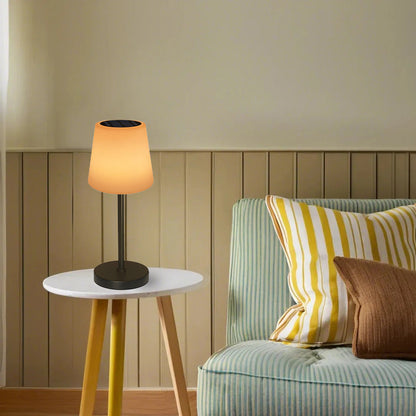 Solar Rechargeable LED Table Lamp Cordless IP65 Waterproof Dimmable Remote RGB Warm White Indoor Outdoor 18.11 Inch