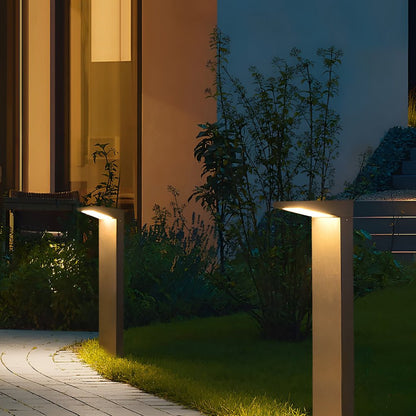 Solar LED L-Shaped Outdoor Bollard Light Dual Color Temp Die-Cast Aluminum Black 2 Heights