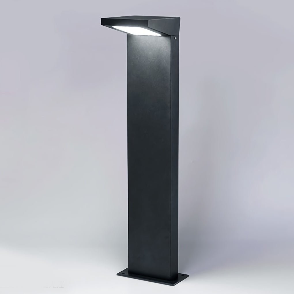 Solar LED L-Shaped Outdoor Bollard Light Dual Color Temp Die-Cast Aluminum Black 2 Heights