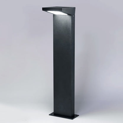 Solar LED L-Shaped Outdoor Bollard Light Dual Color Temp Die-Cast Aluminum Black 2 Heights