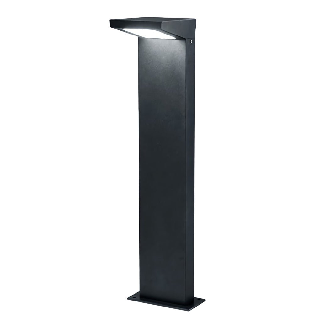 Solar LED L-Shaped Outdoor Bollard Light Dual Color Temp Die-Cast Aluminum Black 2 Heights