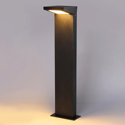 Solar LED L-Shaped Outdoor Bollard Light Dual Color Temp Die-Cast Aluminum Black 2 Heights
