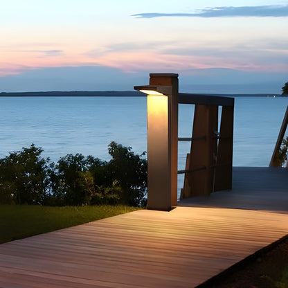 Solar LED L-Shaped Outdoor Bollard Light Dual Color Temp Die-Cast Aluminum Black 2 Heights