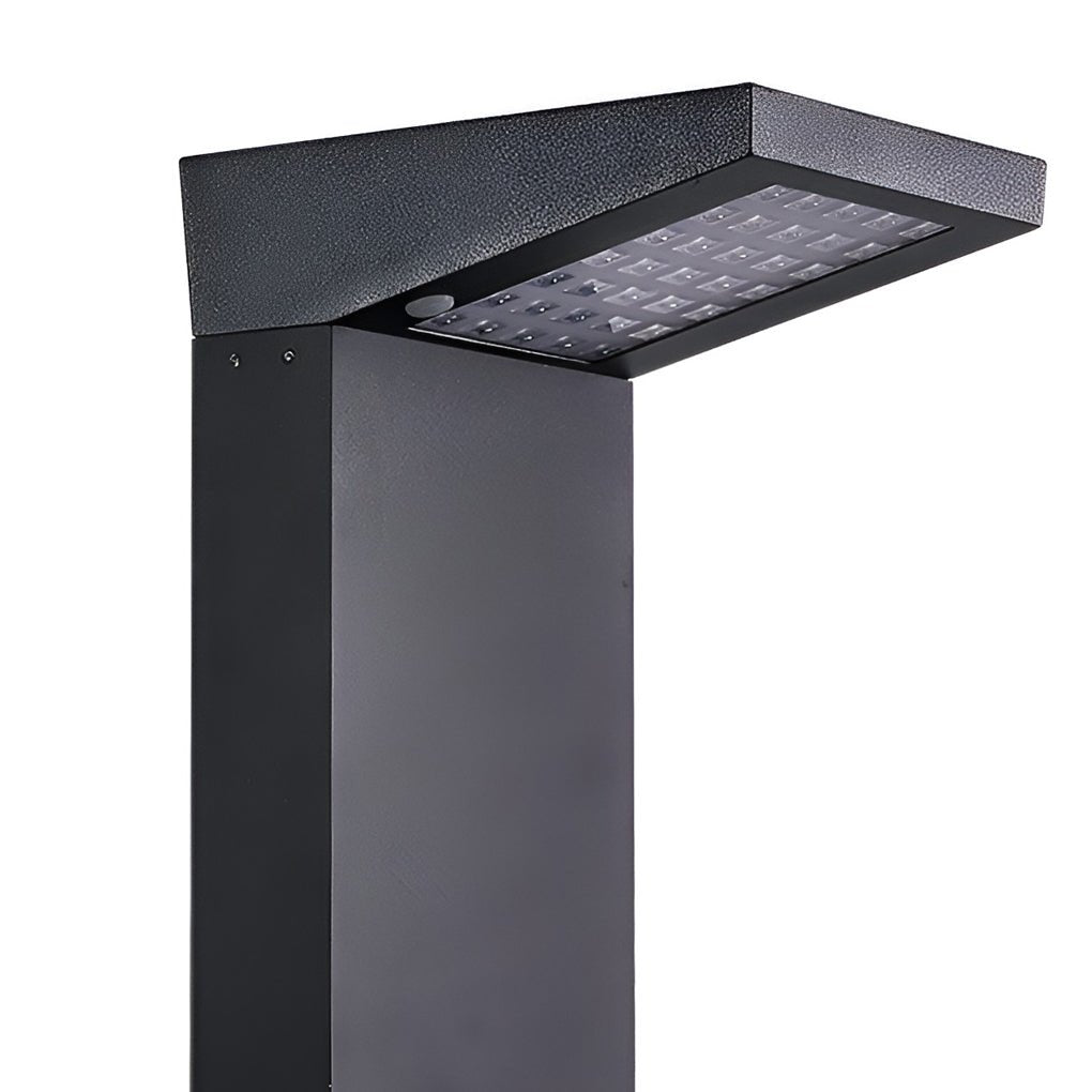 Solar LED L-Shaped Outdoor Bollard Light Dual Color Temp Die-Cast Aluminum Black 2 Heights