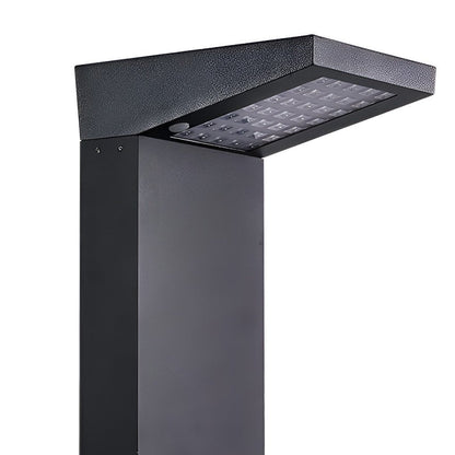 Solar LED L-Shaped Outdoor Bollard Light Dual Color Temp Die-Cast Aluminum Black 2 Heights