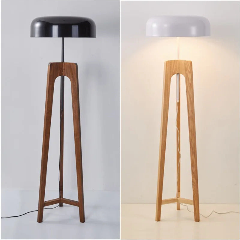 Pileo Porada Floor Lamp – Solid Wood Tripod Light