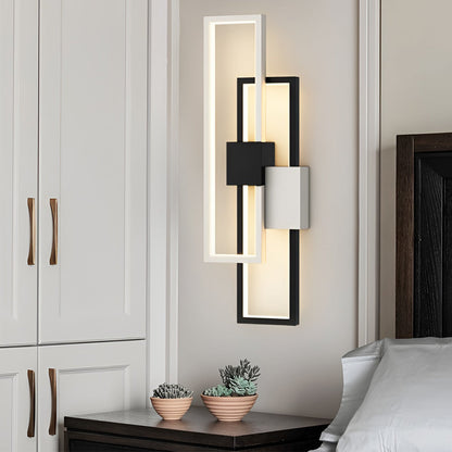 Rectangular Three-Color LED Wall Sconce Modern Nordic Bedroom Hallway Black Gold
