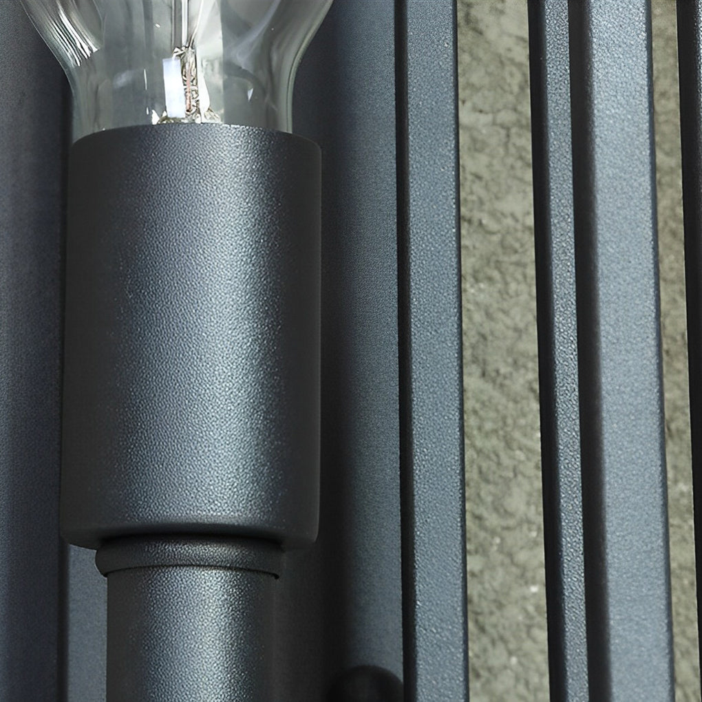 Modern Square Black Outdoor Wall Lantern Iron Milky Glass E27 2 Sizes