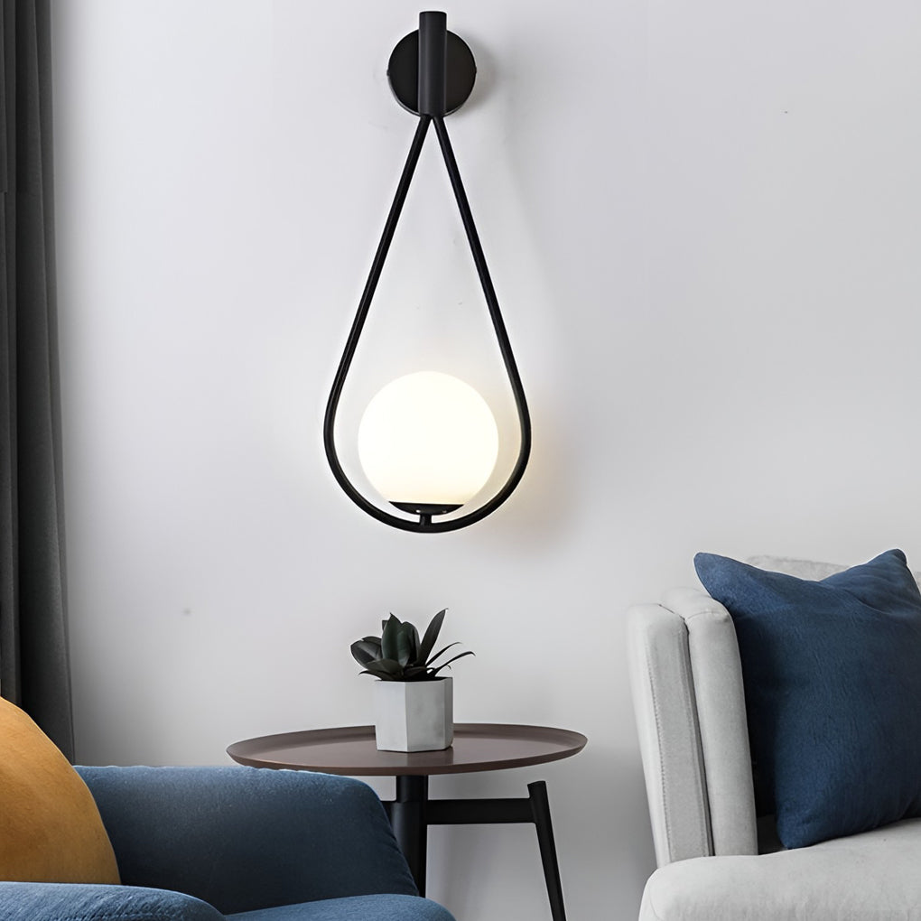 Teardrop Wall Sconce Nordic Glass Globe Iron E27 Bedroom Living Room Black Gold