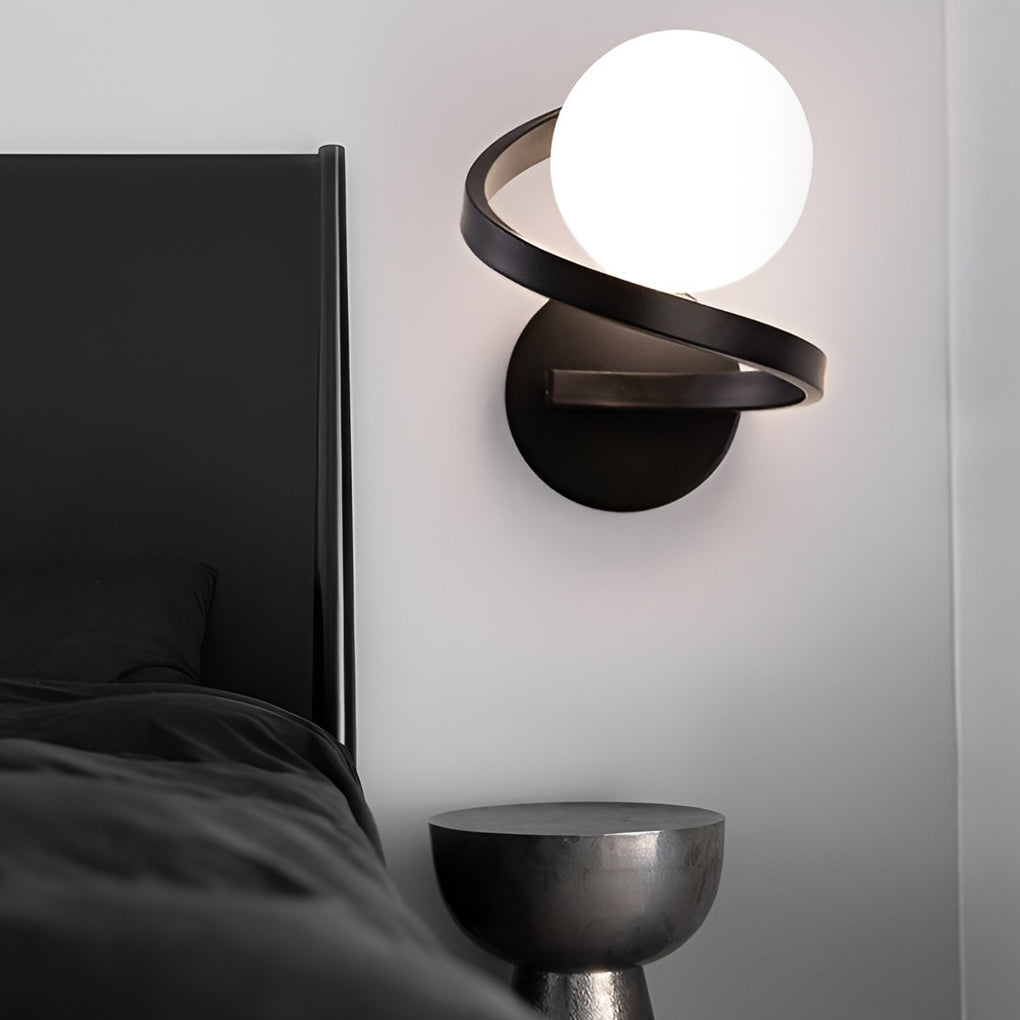 Curved Metal LED Wall Sconce G9 Iron Glass 3000K/6000K Nordic Modern Bedside Black Gold 7.87''