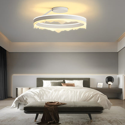Round LED Semi-Flush Mount Ceiling Light Nordic Modern Iron Acrylic White Stepless Dimmable 16 20 Inch