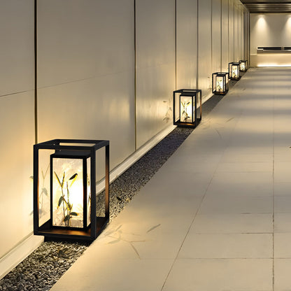 Artistic Solar LED Bollard Light Landscape Pattern Outdoor Pathway Lighting Waterproof Steel Acrylic E27 IP55