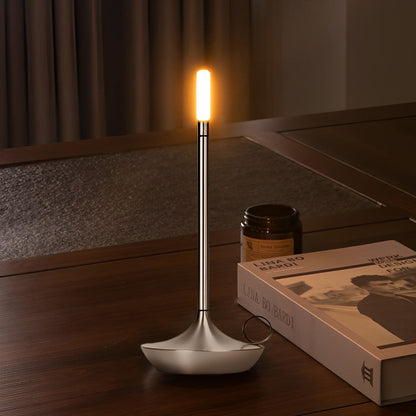 Candle Wick Aluminium LED Table Lamp Cordless Stepless Dimming Black Gold Silver White