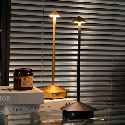 Rechargeable Mushroom Table Lamp Slim Aluminum Pina Cordless Touch Stepless Dimming 12H Black or Gold