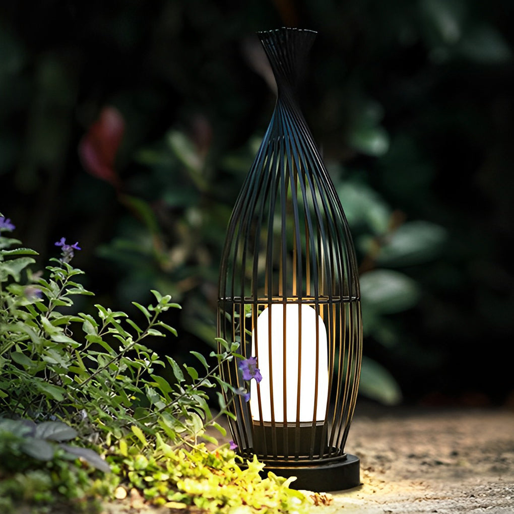 Industrial Caged Bottle Stainless Steel LED Outdoor Floor Lantern IP54 3000K