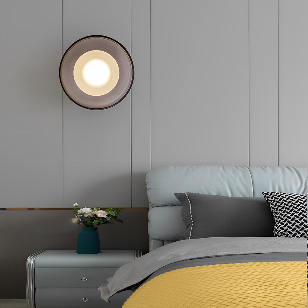 Modern Round Glass LED Wall Sconce – Smoke Gray Postmodern Wall Light