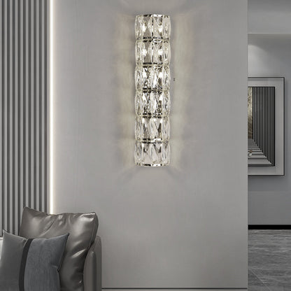 Cylindrical Crystal LED Wall Sconce Stainless Steel G9 3-Step CCT 3000K–6000K 3 Heights Indoor