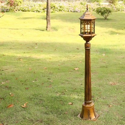 Modern Industrial Slim Post Outdoor Lamp Black or Bronze Die-Cast Aluminum Cylindrical Glass 32 Inch