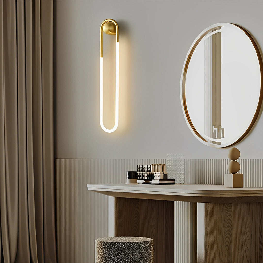 Modern Copper LED Wall Sconce – 3-Step Dimming Minimalist Vertical Wall Light