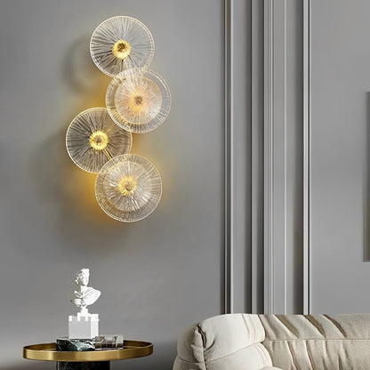 Post-Modern Round Glass Wall Sconce Luxury LED Gold Multi-Light Bedroom Living Room