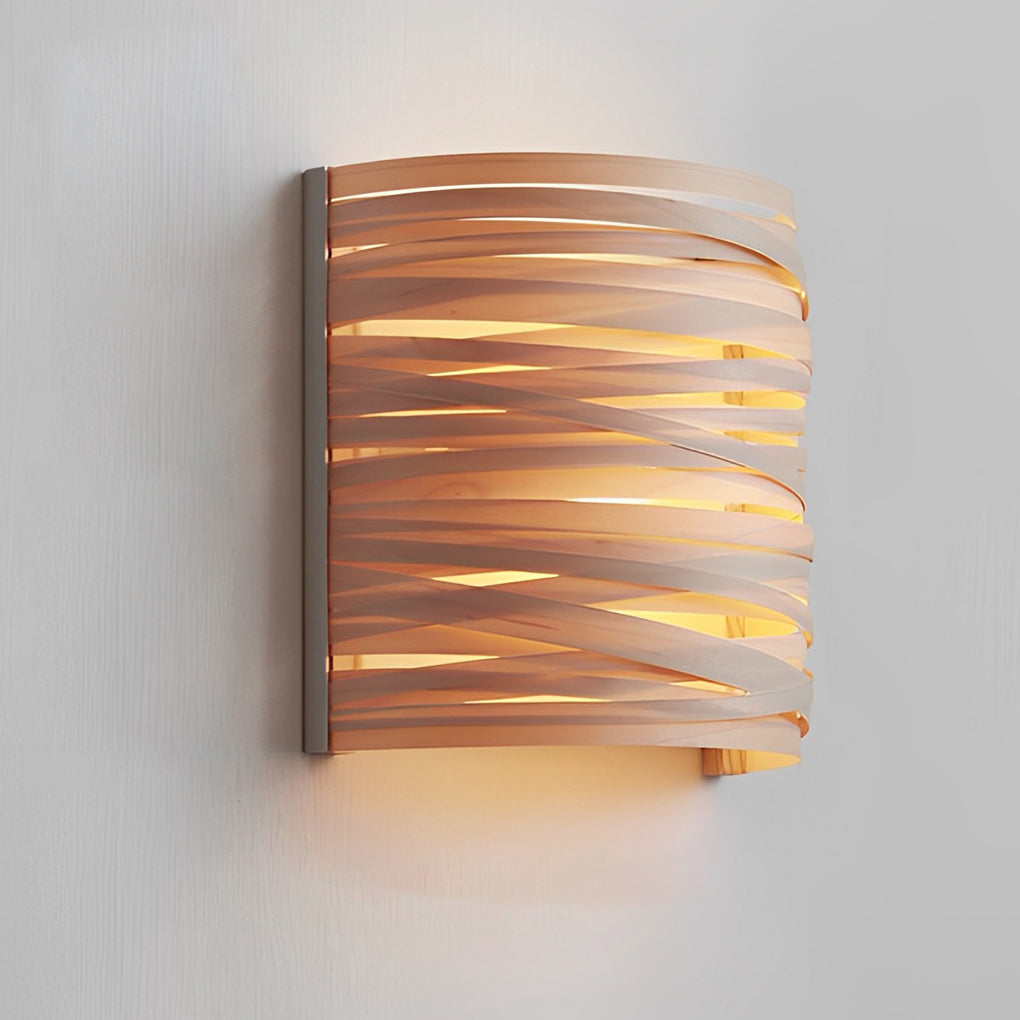 Handcrafted Wooden Wall Sconce – Semi-Cylindrical Rustic Modern Accent Light