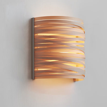 Handcrafted Wooden Wall Sconce – Semi-Cylindrical Rustic Modern Accent Light