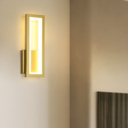 Rectangular LED Wall Sconce Minimalist Nordic Modern Bedroom Hallway Black White Gold