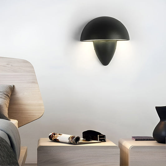 Mushroom Shape Waterproof LED Outdoor Wall Light Modern Exterior Patio Entryway Black White