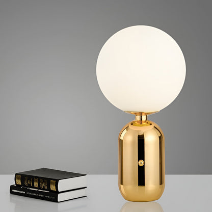 Modern Table Lamp Frosted Glass Globe Electroplated Metal Column Nordic E27 LED Gold Black 3 Sizes Up To 19.3 Inch