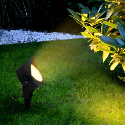 Hardwired LED Outdoor Spotlight 24W Die-Cast Aluminum 3000K IP65 Adjustable Dual Mount Base or Ground Insert
