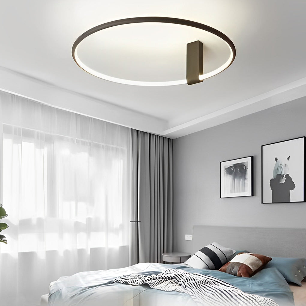 Adjustable-Angle Round Semi-Flush Mount Ceiling Light — Modern Black Aluminum Acrylic LED 3 Step Dimming High CRI