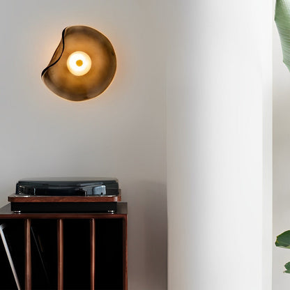 Irregular Round Glass Wall Sconce – Postmodern Artistic Ambient Wall Light