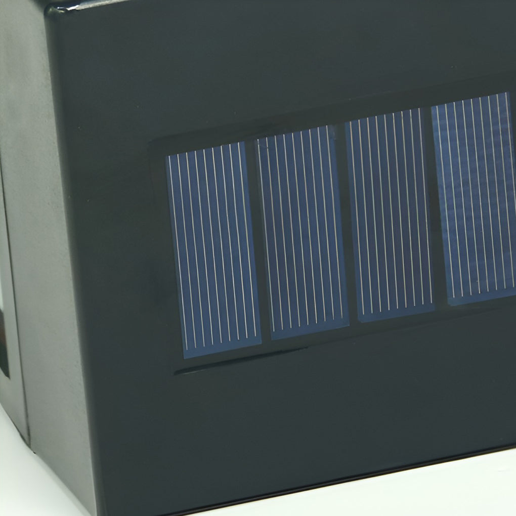 Solar LED Outdoor Wall Sconce Glass Shade Light-Controlled Auto Dusk-to-Dawn Warm White Black Community Park Fence