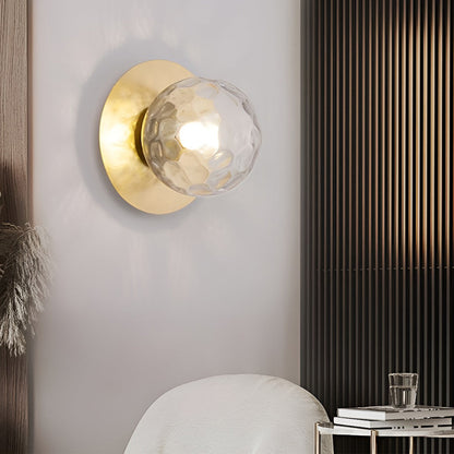 Round Glass Ball LED Wall Sconce Modern Gold Black Bedroom Living Room 12W
