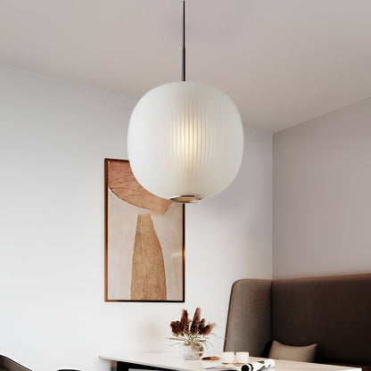 Nordic Round Glass Lantern Pendant Black White 9'' LED