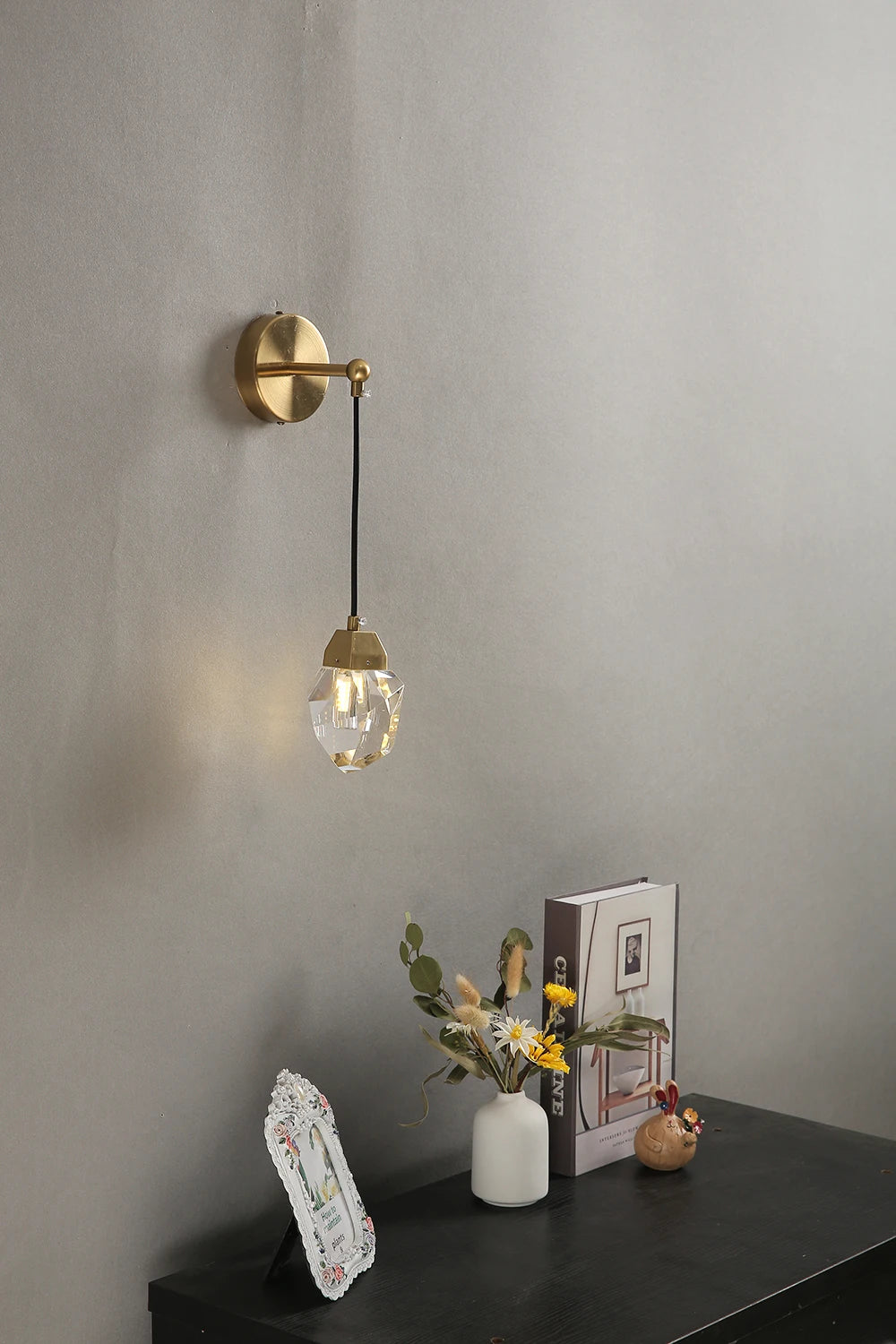 Modern Glass Wall Sconce Gold G9 Minimalist Bedroom Living Room